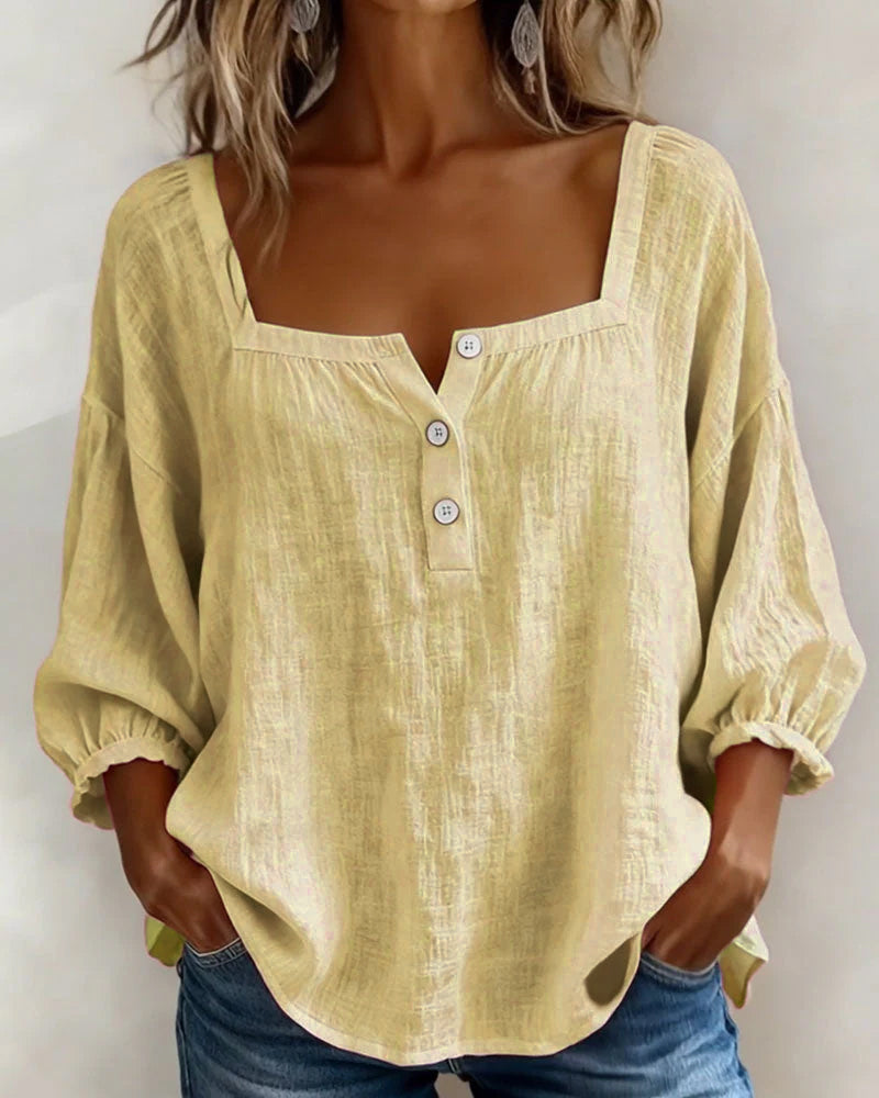 Valentina – Blusa cuello cuadrado manga larga