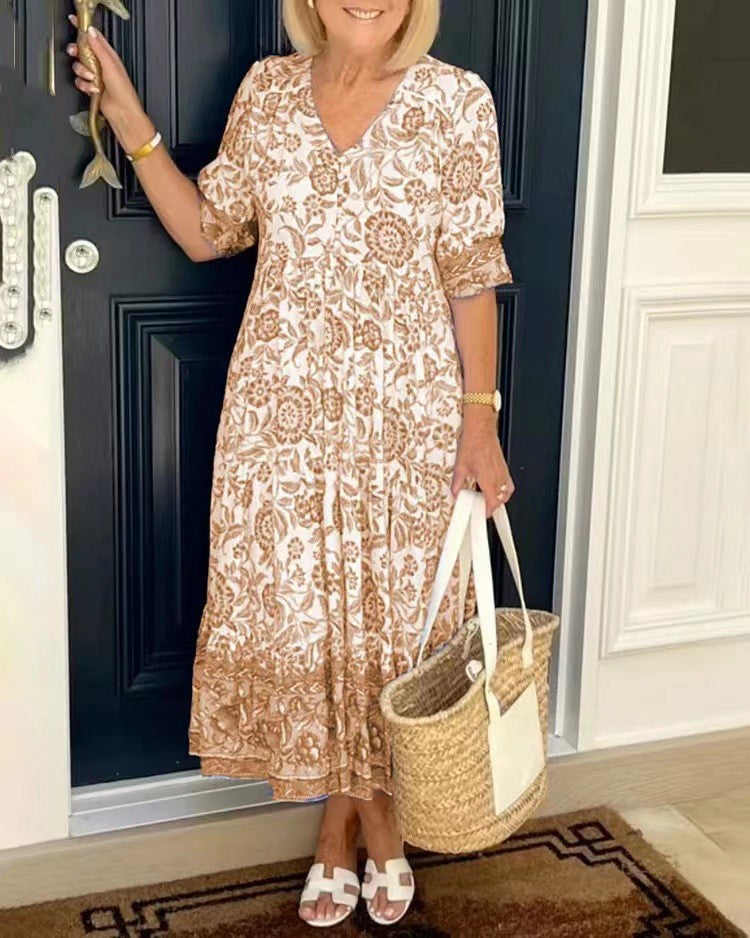 Clara – Vestido floral escote en V y falda A-line