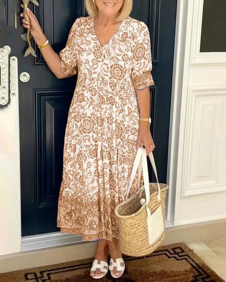 Clara – Vestido floral escote en V y falda A-line