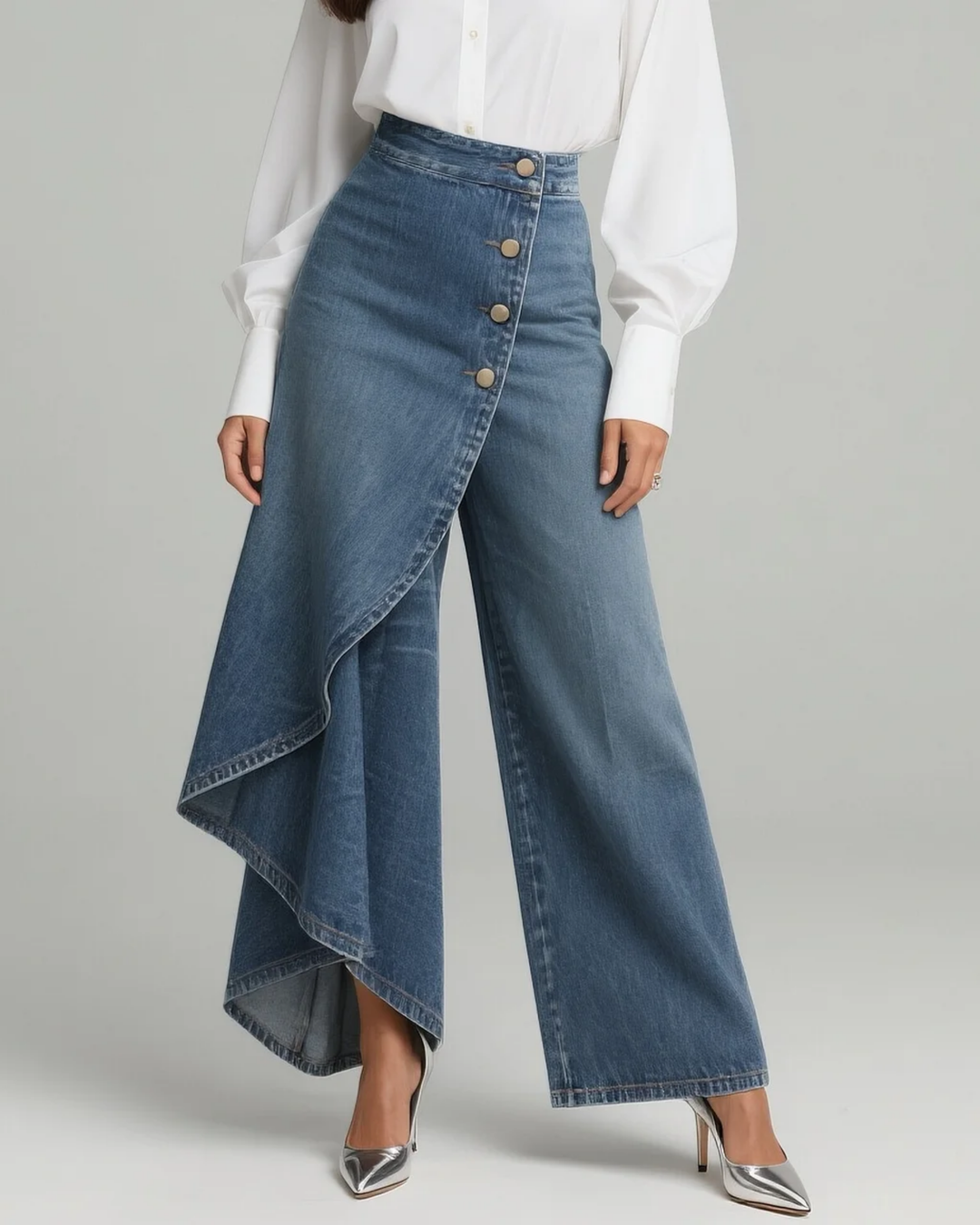 Clara – Pantalones vaqueros elegantes con vuelta