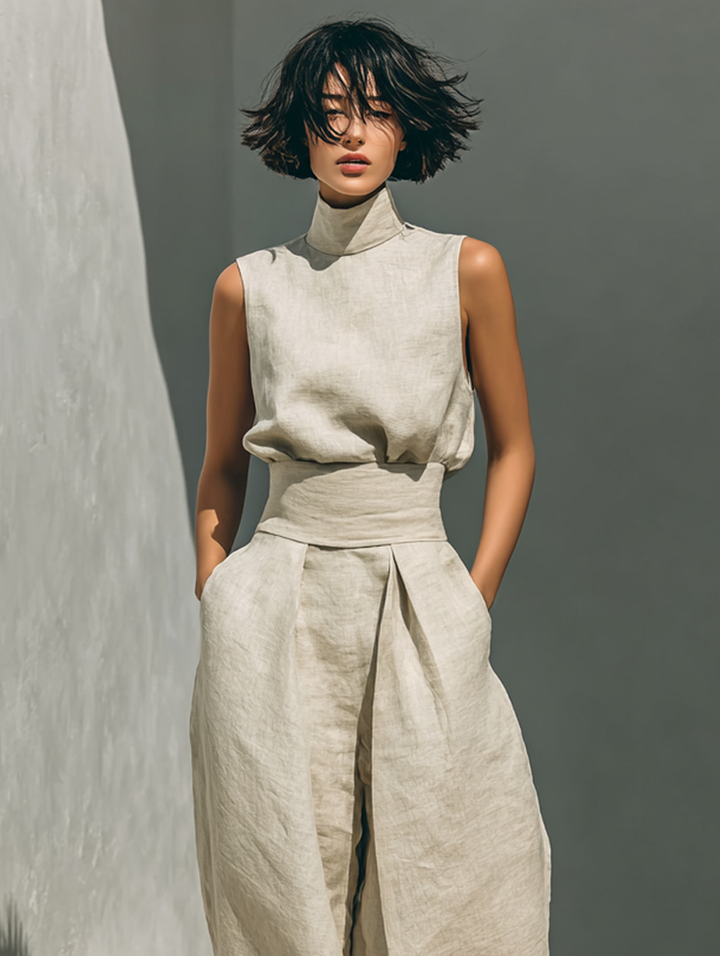 María – Conjunto elegante de tirantes y pantalones anchos suaves