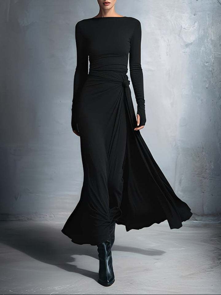 Naiara – Vestido maxi elegante con nudo lateral
