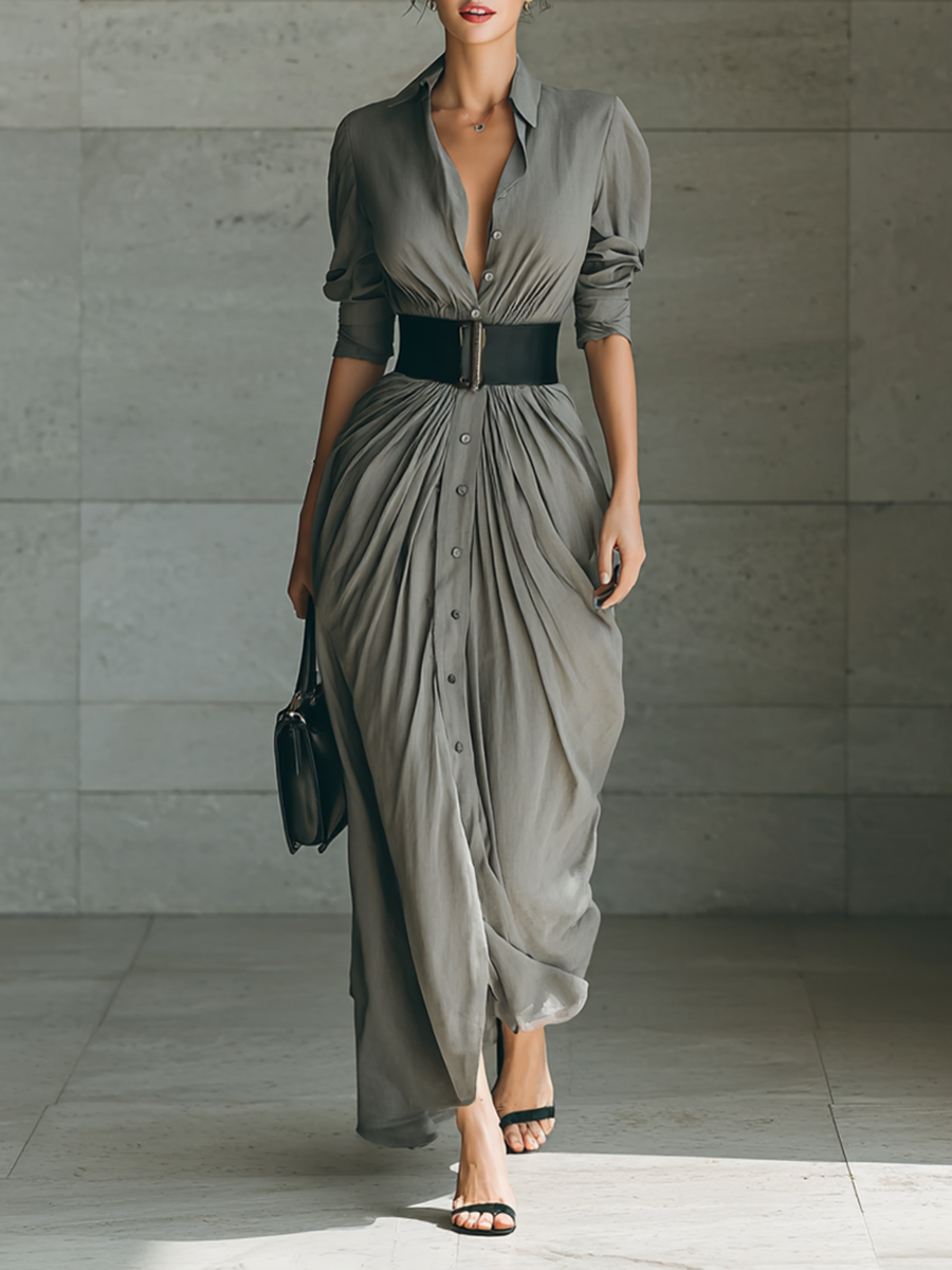 Isabel – Vestido largo elegante plisado
