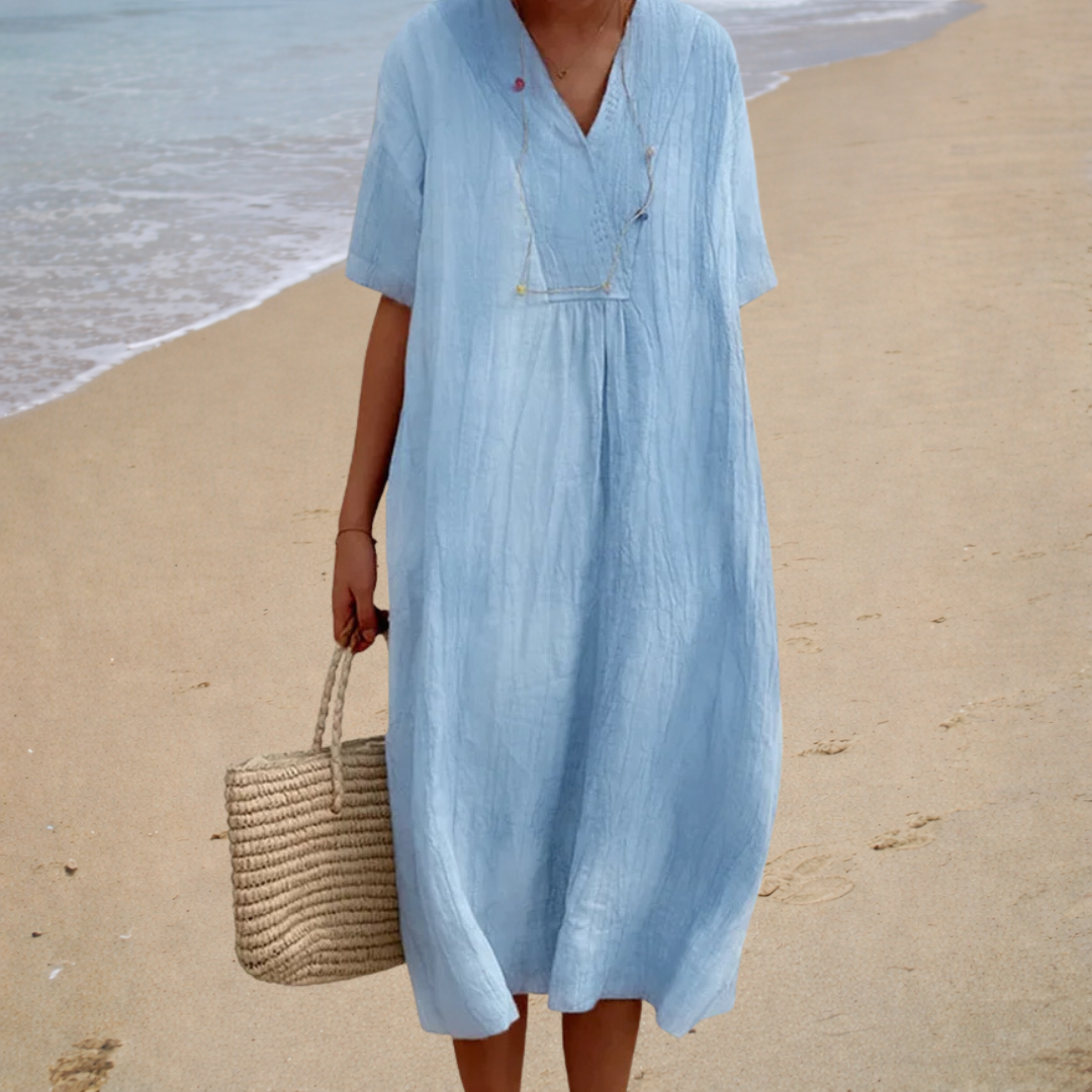 Victoire – Vestido largo fluido con escote en V