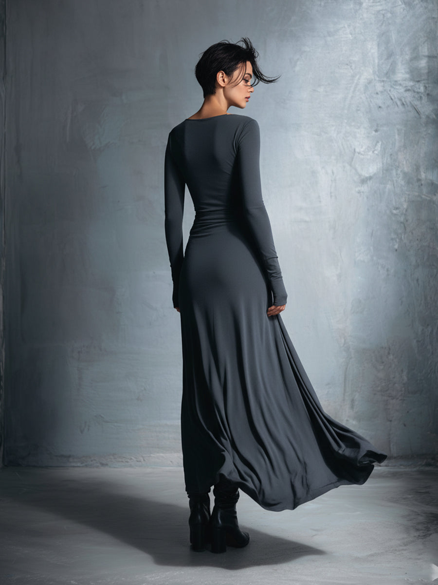 Naiara – Vestido maxi elegante con nudo lateral