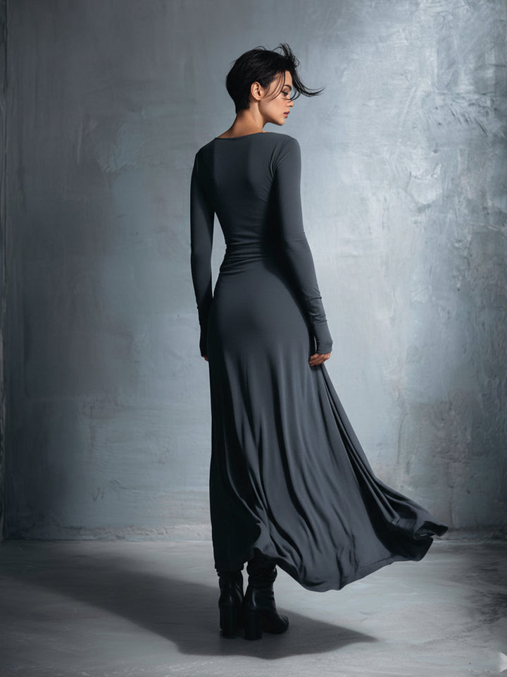 Naiara – Vestido maxi elegante con nudo lateral