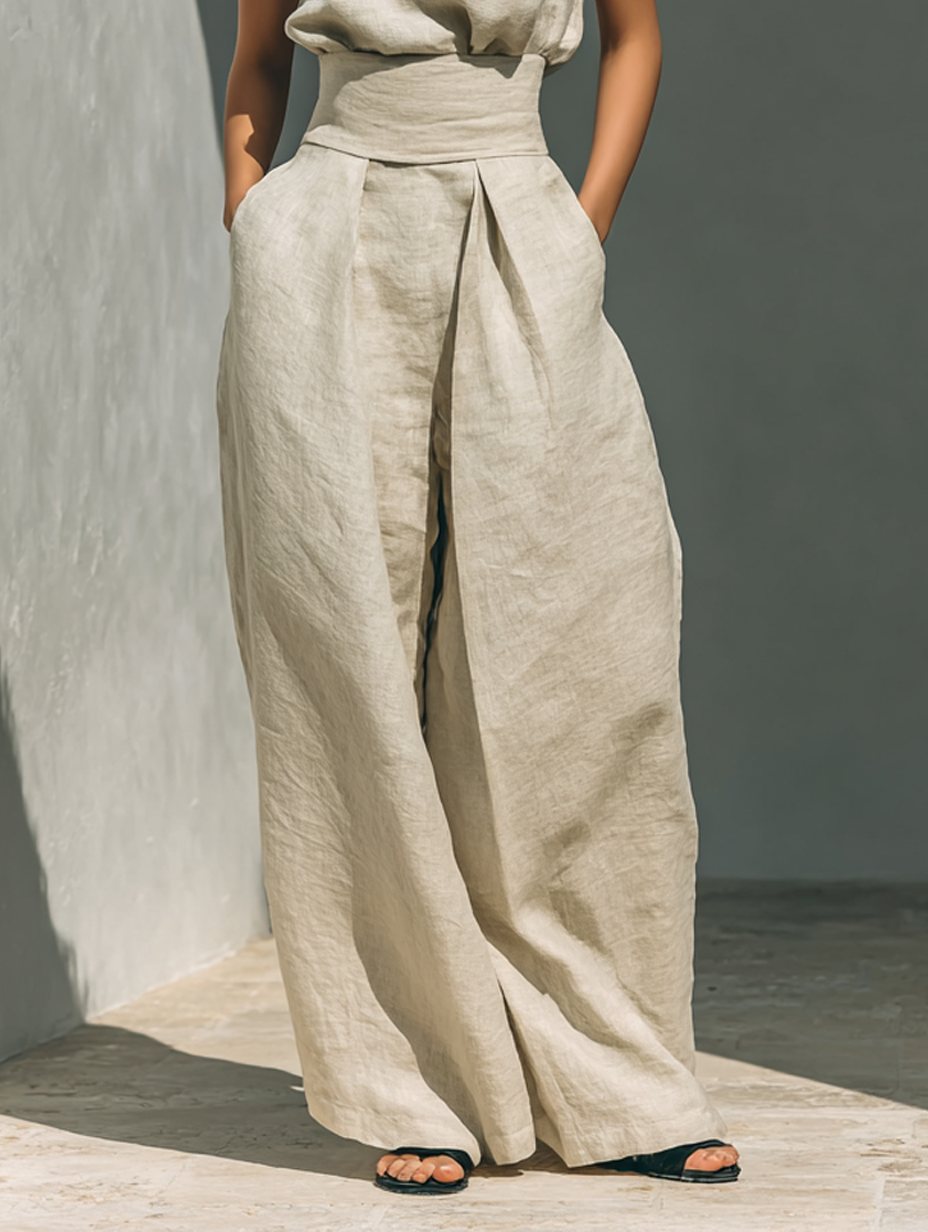 María – Conjunto elegante de tirantes y pantalones anchos suaves