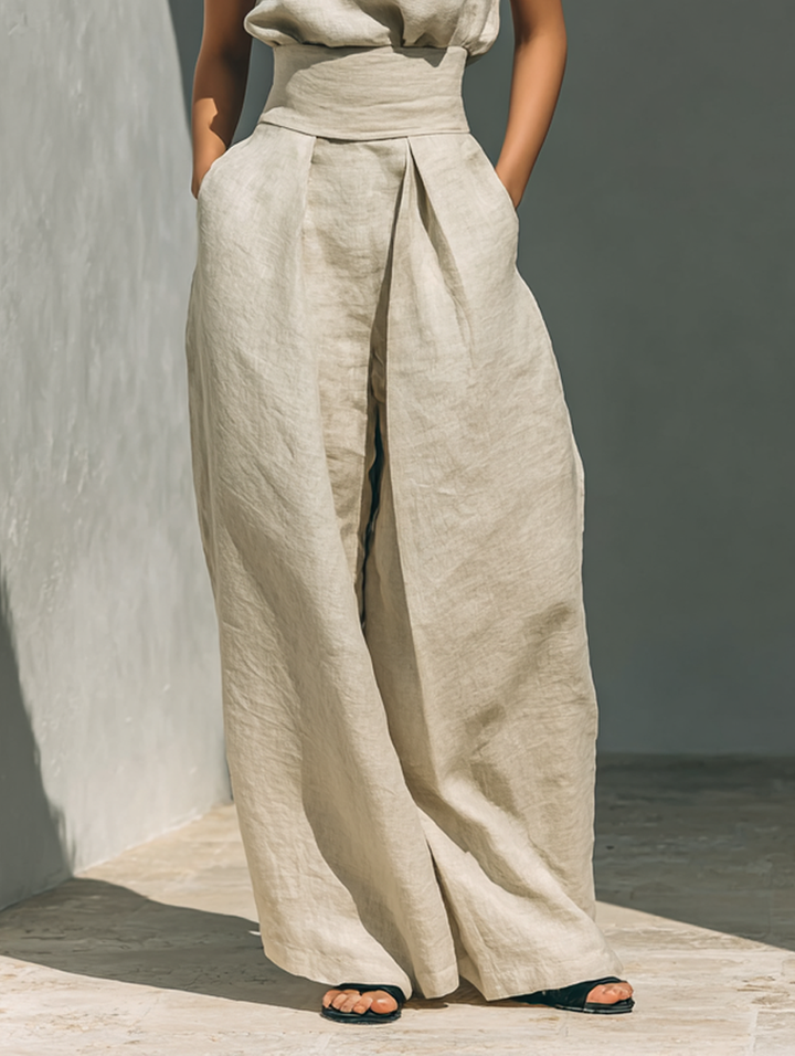 María – Conjunto elegante de tirantes y pantalones anchos suaves