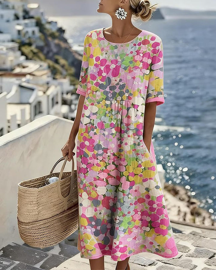 Lucía – Vestido midi floral cuello redondo