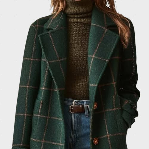Elena – Abrigo elegante a cuadros