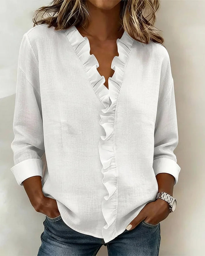 Susana – Blusa de volantes con escote en V