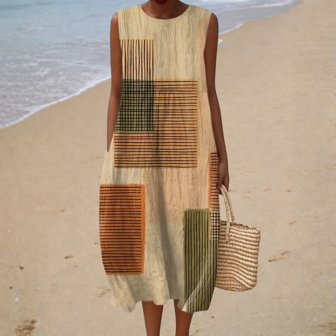 Valentina – Vestido midi estampado geométrico