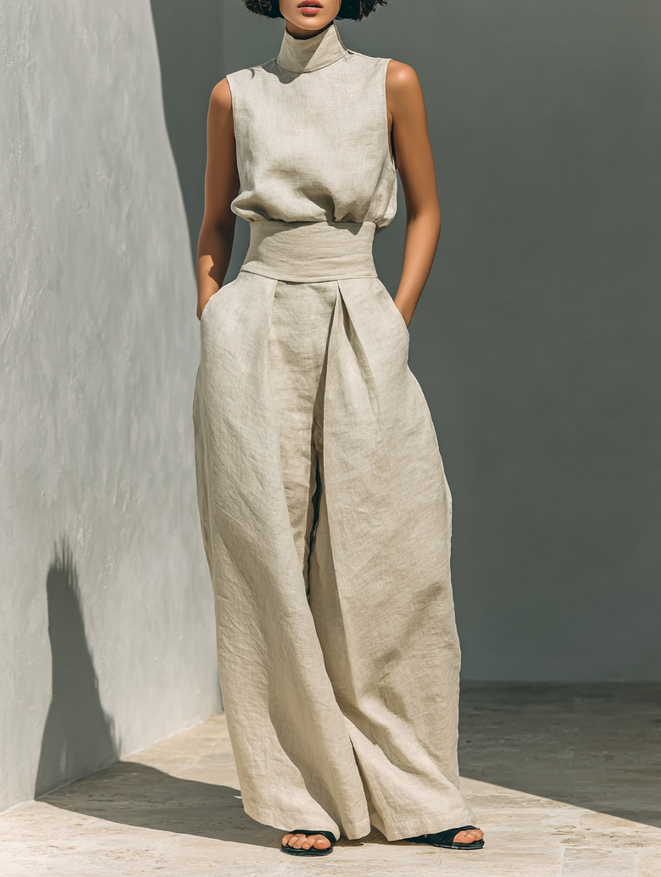 María – Conjunto elegante de tirantes y pantalones anchos suaves