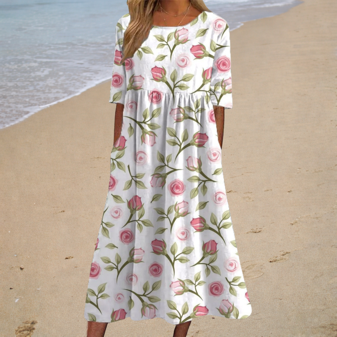Aurélie – Vestido midi fluido con estampado floral