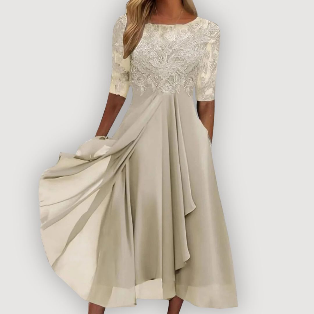 María – Vestido largo con corsé y falda fluida