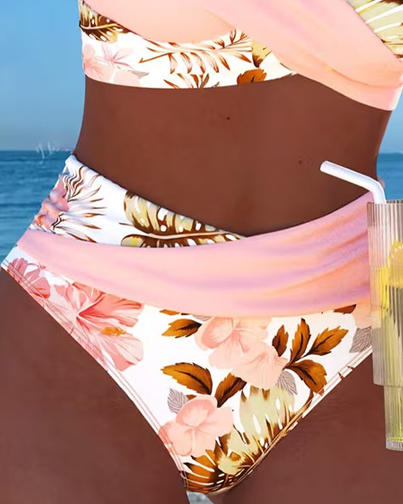 Sofía – Bikini floral talle alto escote en V