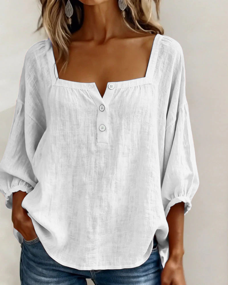 Valentina – Blusa cuello cuadrado manga larga