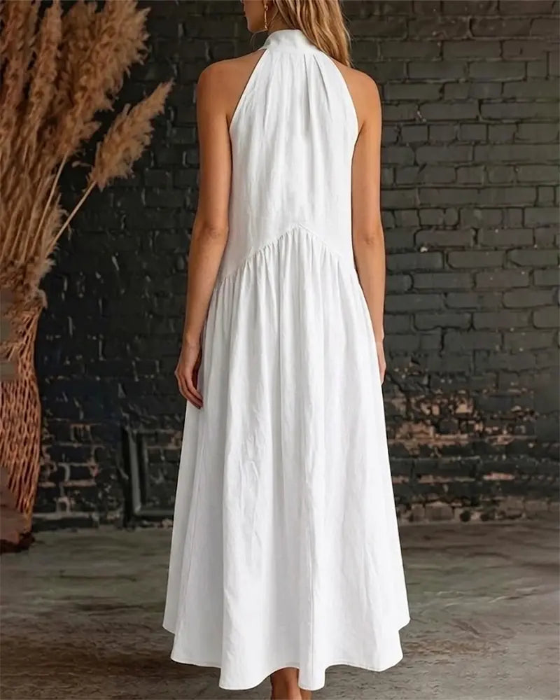 Claudia – Vestido maxi cuello alto sin mangas