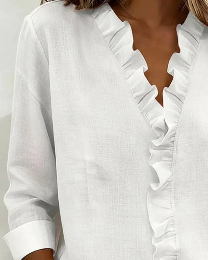 Susana – Blusa de volantes con escote en V