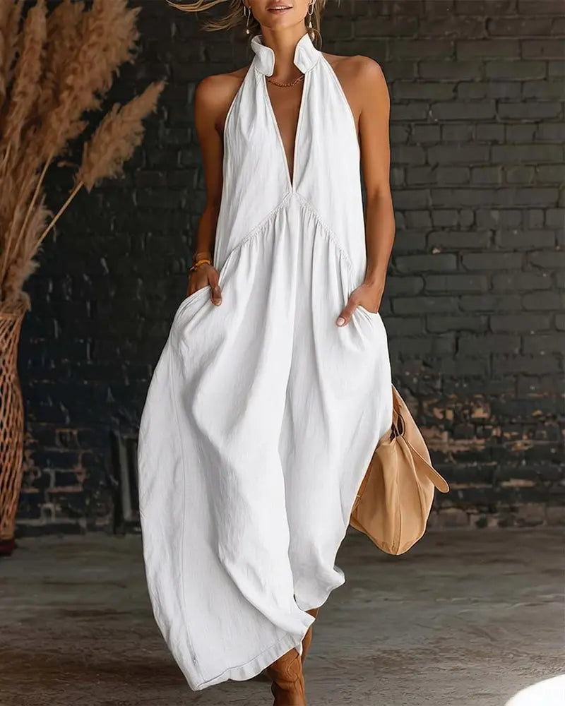 Claudia – Vestido maxi cuello alto sin mangas