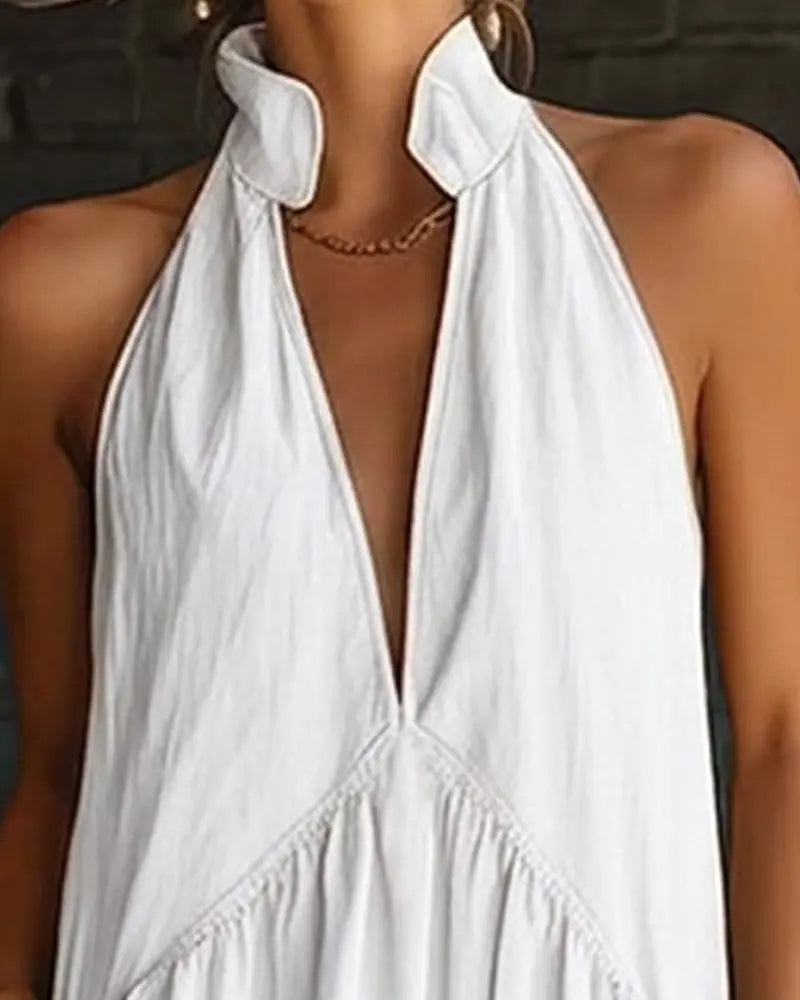 Claudia – Vestido maxi cuello alto sin mangas