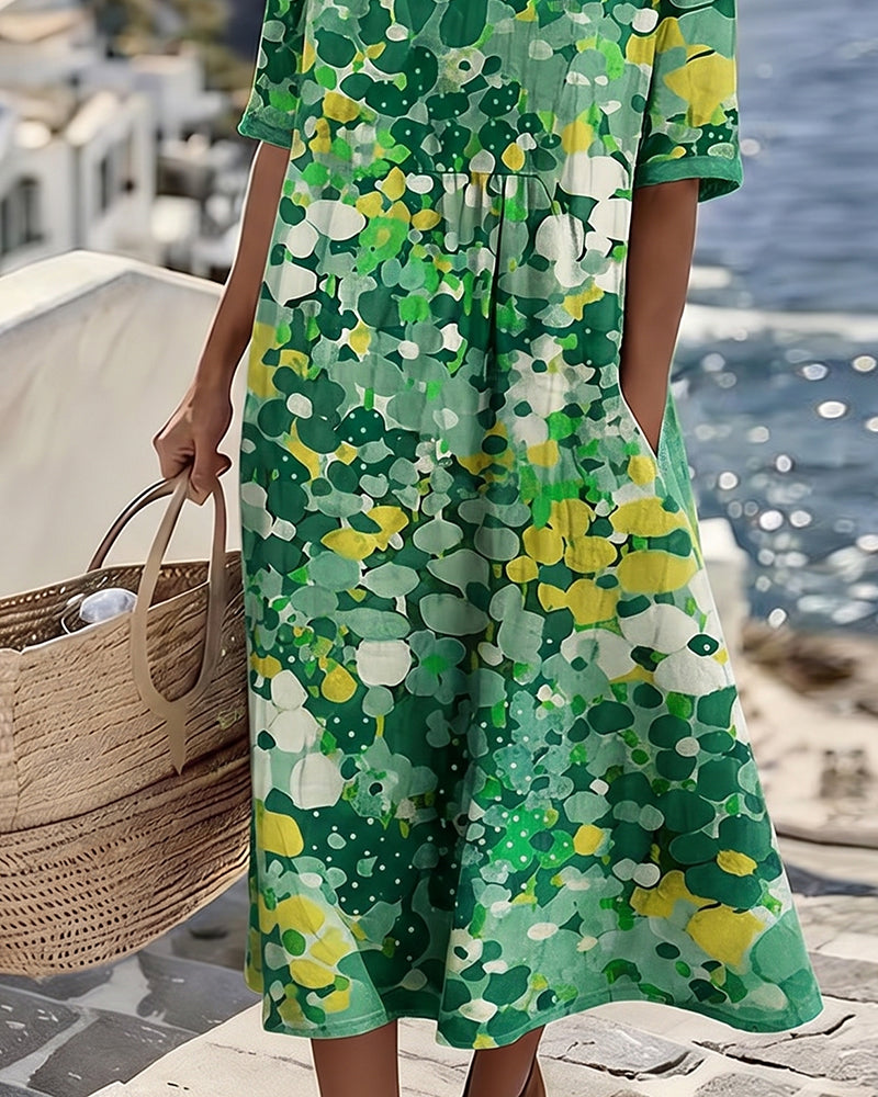 Lucía – Vestido midi floral cuello redondo