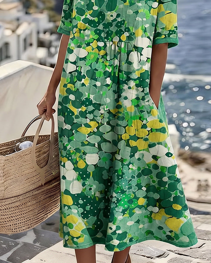 Lucía – Vestido midi floral cuello redondo