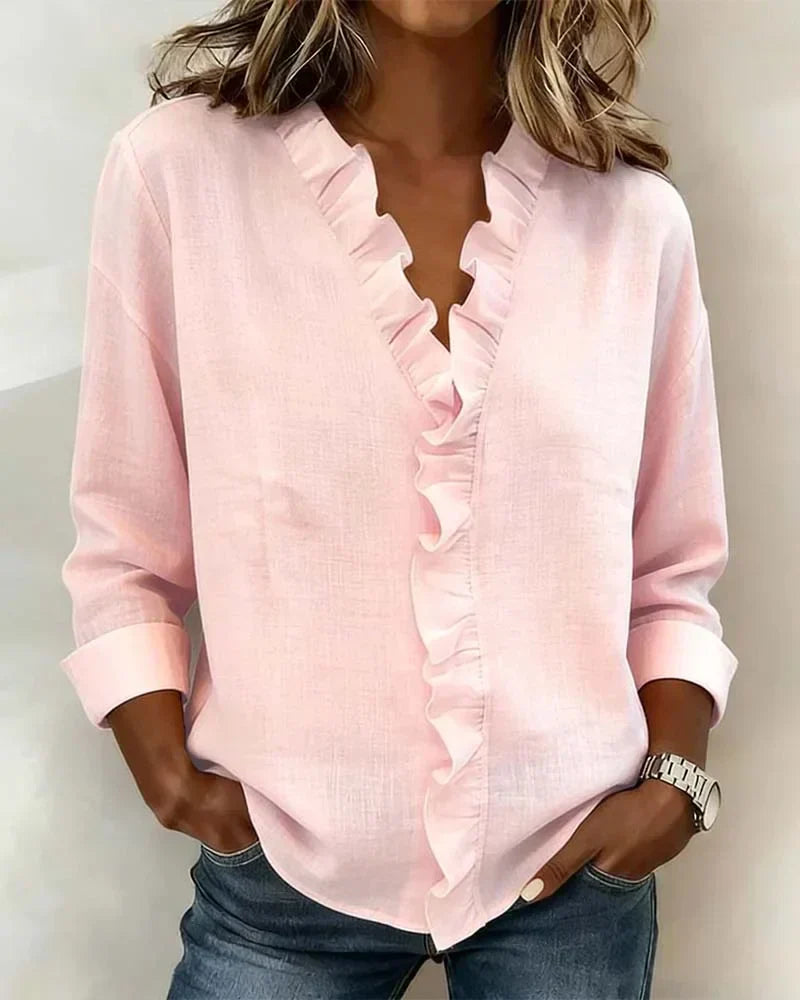 Susana – Blusa de volantes con escote en V
