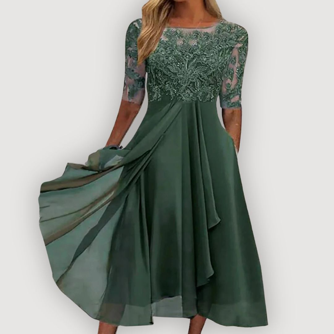 María – Vestido largo con corsé y falda fluida