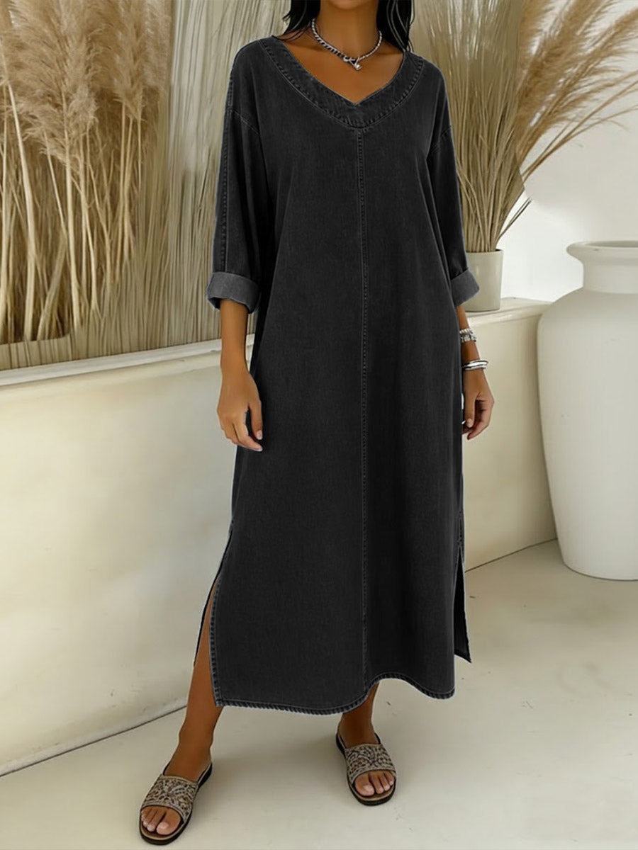 Valeria – Vestido fluido con escote en V elegante