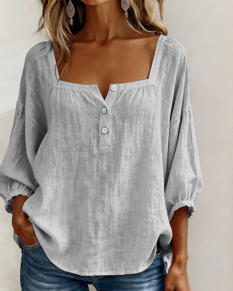 Valentina – Blusa cuello cuadrado manga larga