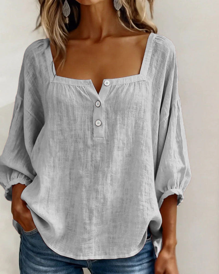 Valentina – Blusa cuello cuadrado manga larga
