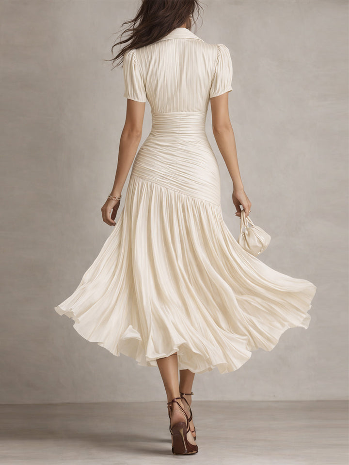 Adriana – Vestido midi elegante de rayas retro