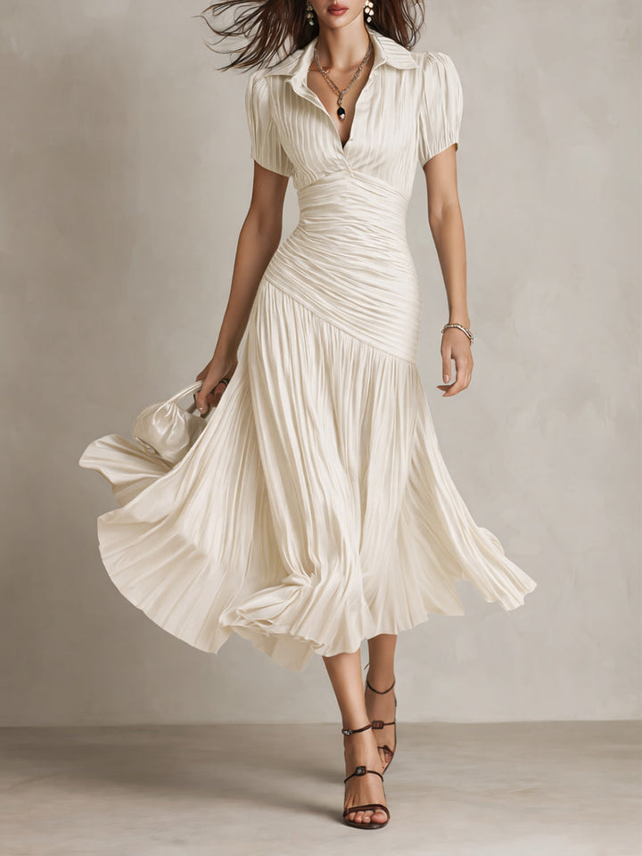 Adriana – Vestido midi elegante de rayas retro