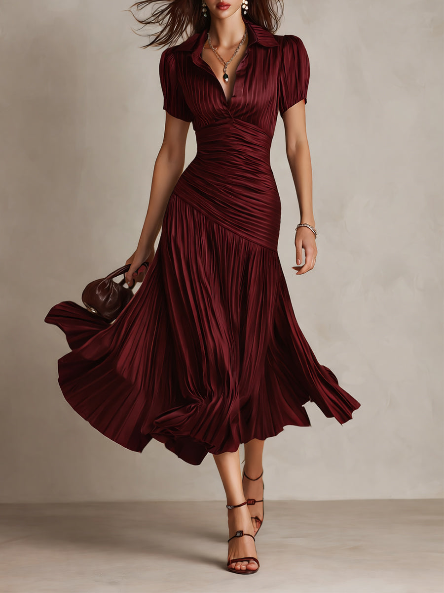 Adriana – Vestido midi elegante de rayas retro