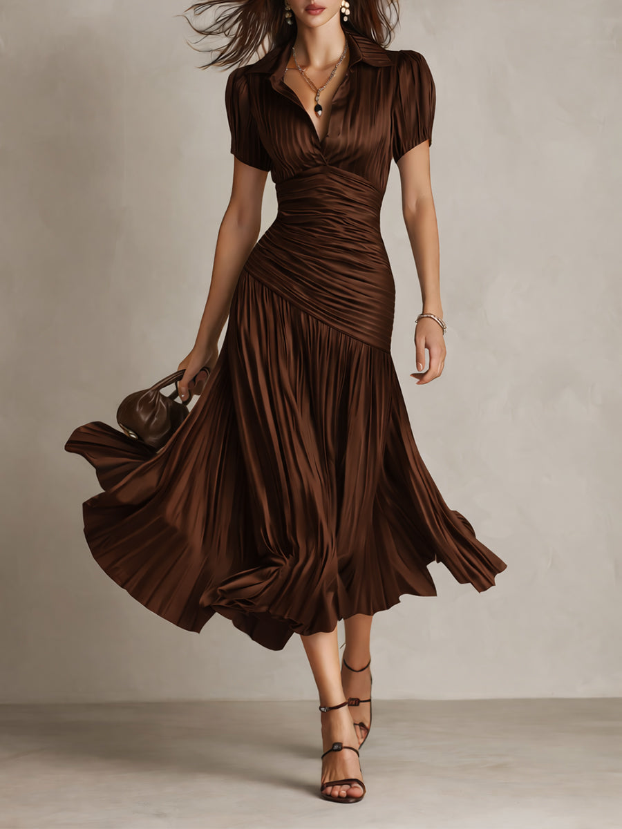 Adriana – Vestido midi elegante de rayas retro