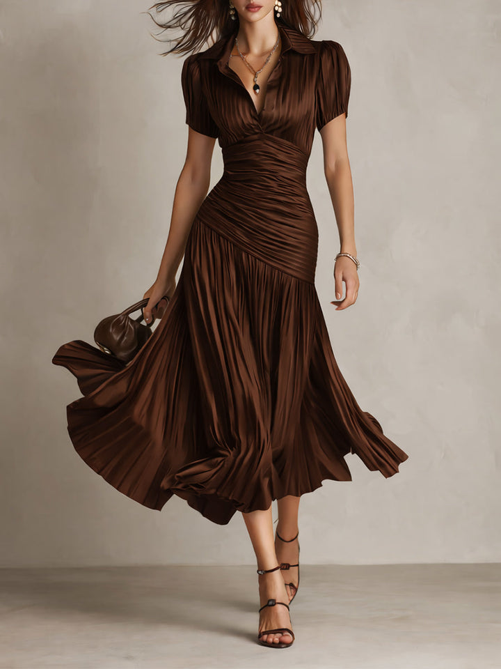 Adriana – Vestido midi elegante de rayas retro