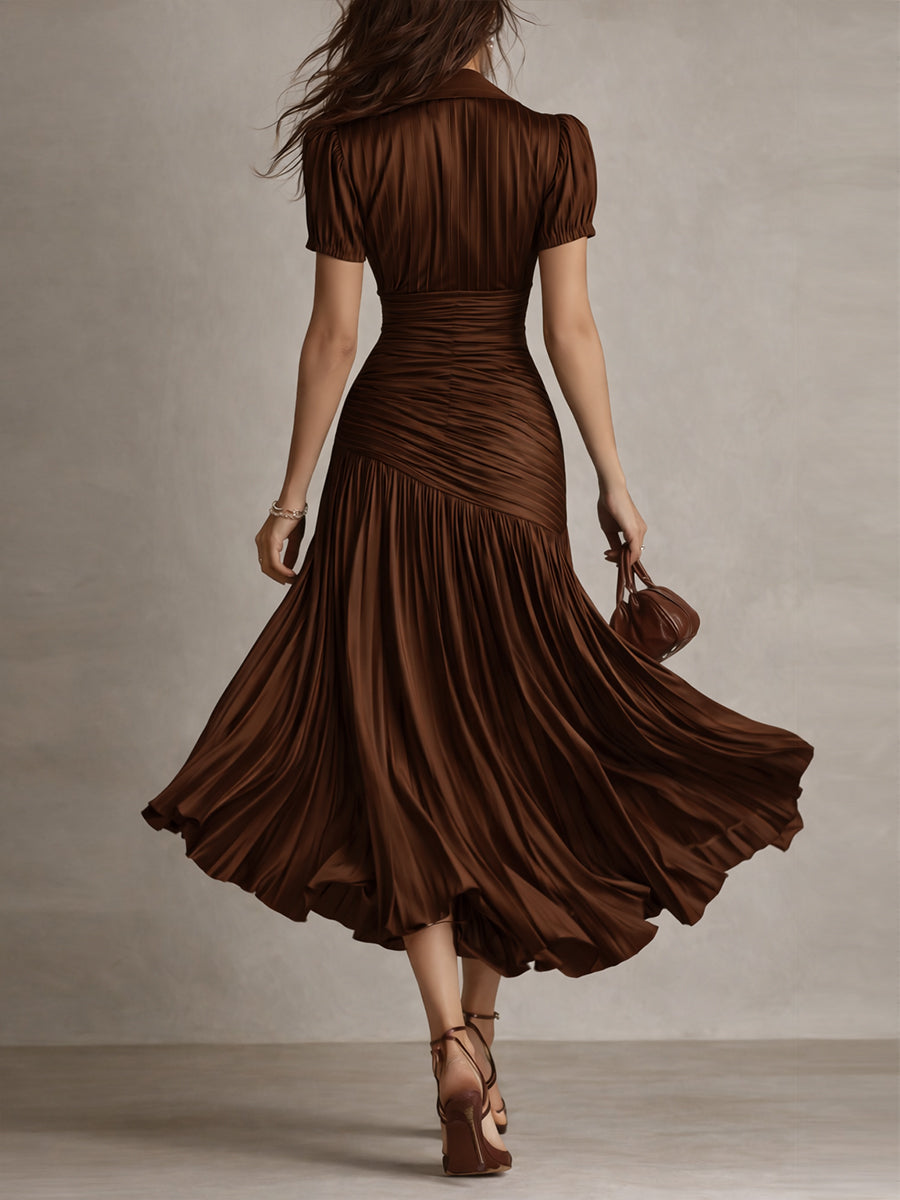 Adriana – Vestido midi elegante de rayas retro