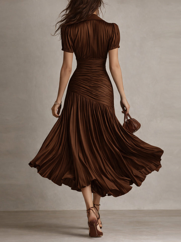 Adriana – Vestido midi elegante de rayas retro
