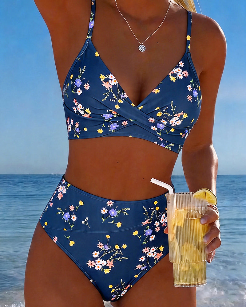 Alma – Bikini floral entrecruzado halter