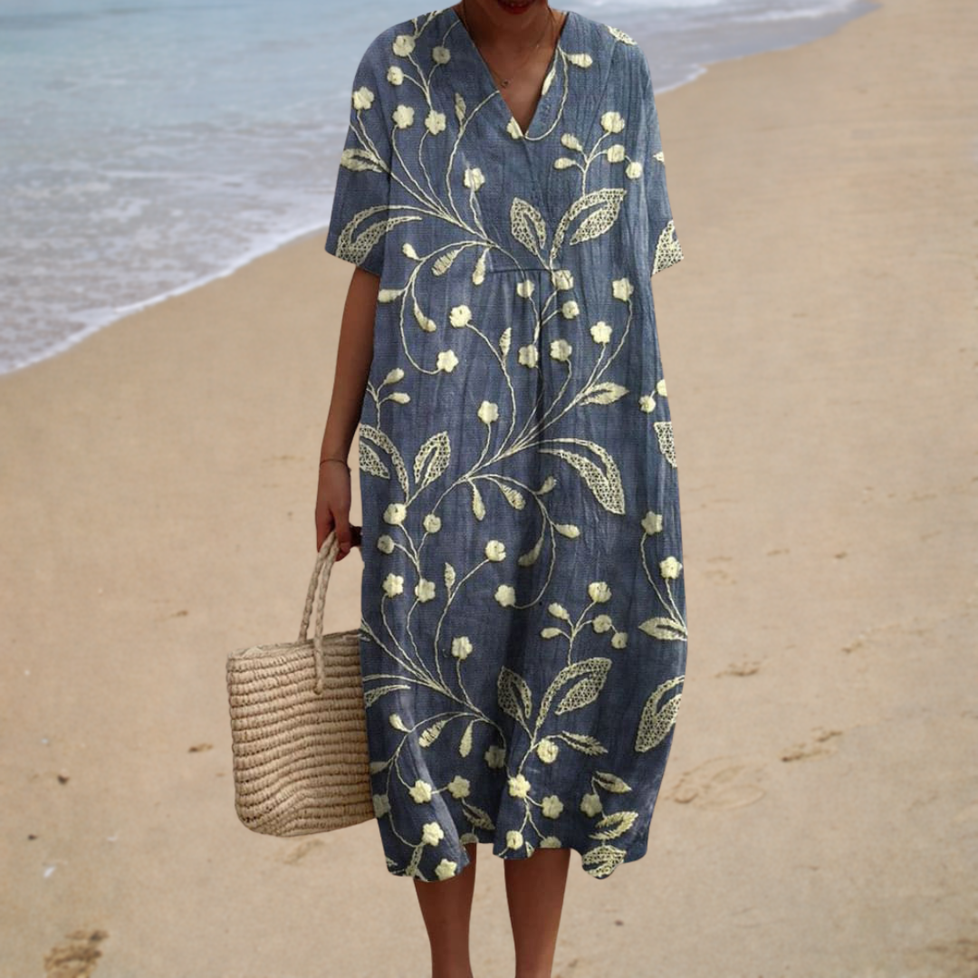 Élora – Vestido midi bohemio escote en V