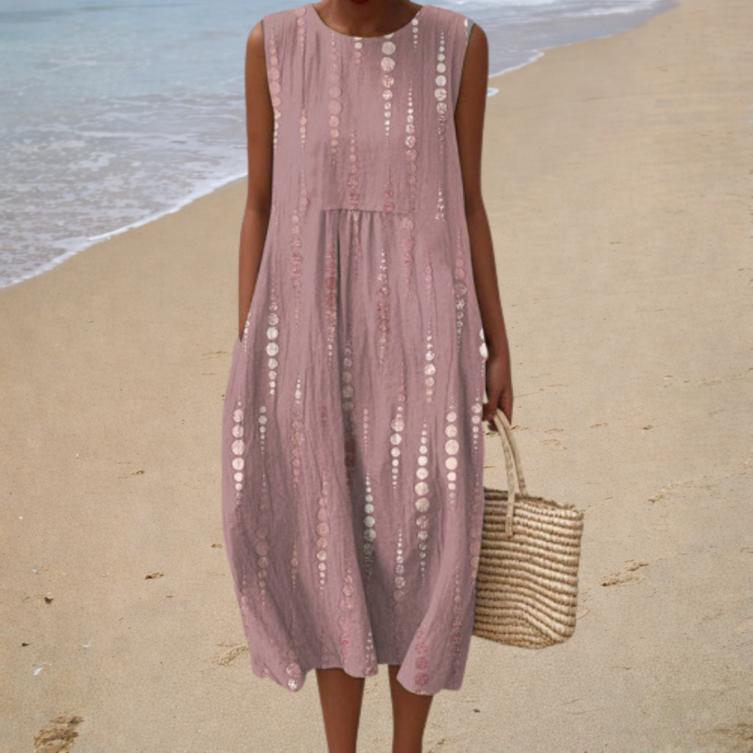 Victoire – Vestido midi suelto escote redondo