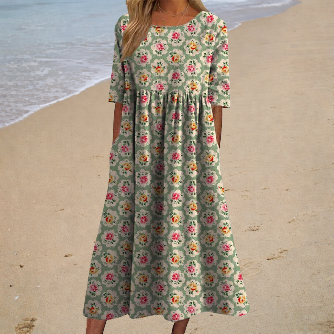 Aurélie – Vestido midi fluido con estampado floral