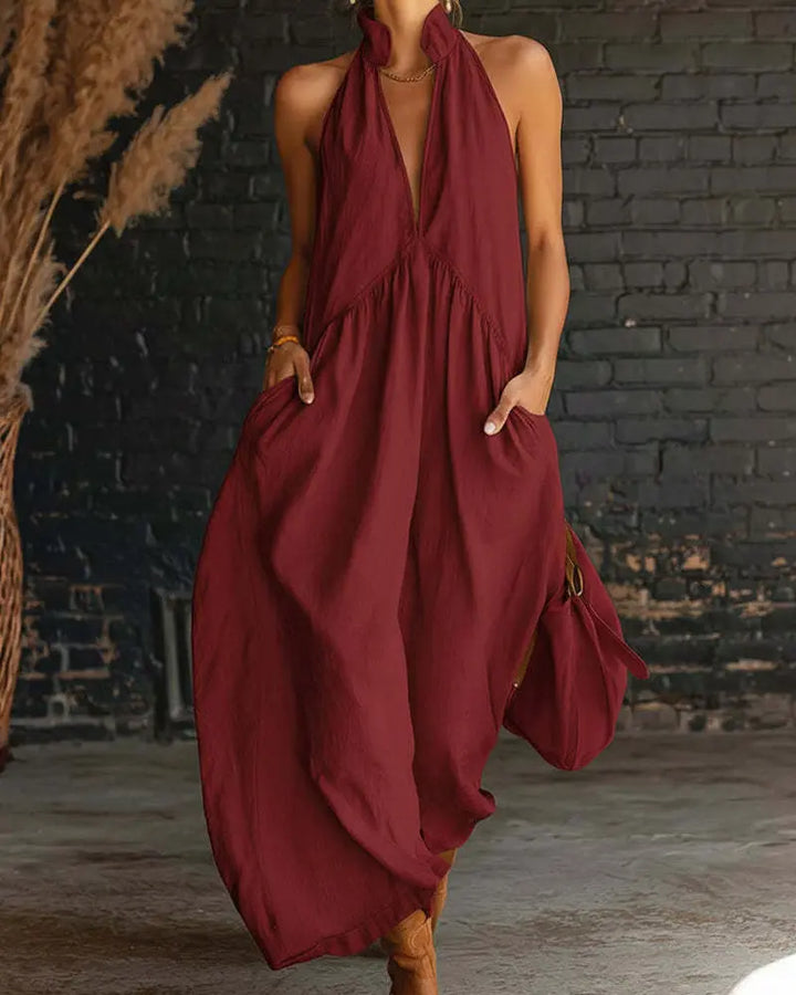 Claudia – Vestido maxi cuello alto sin mangas