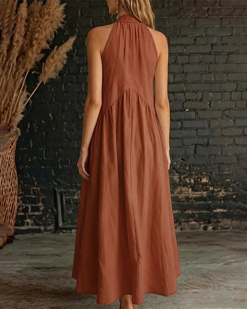 Claudia – Vestido maxi cuello alto sin mangas
