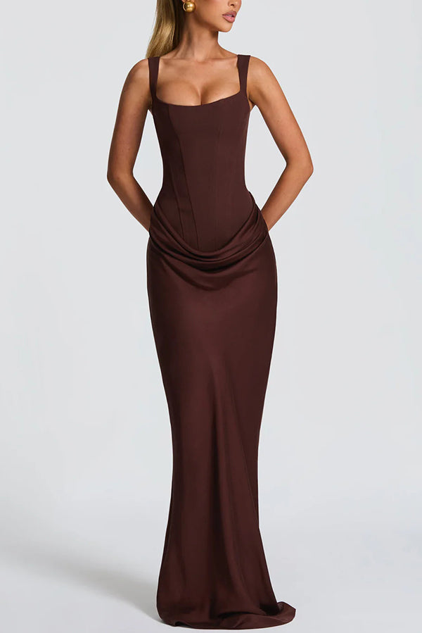 Leonor – Vestido maxi elegante de escote cuadrado