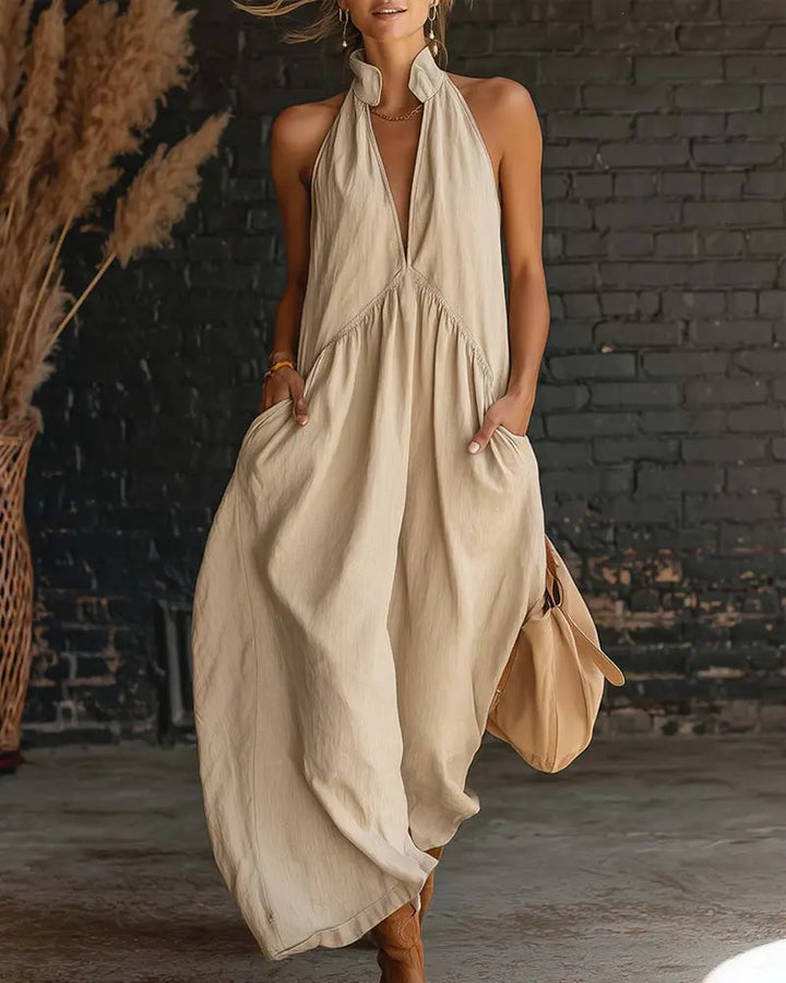 Claudia – Vestido maxi cuello alto sin mangas