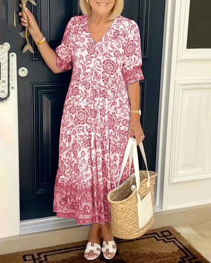 Clara – Vestido floral escote en V y falda A-line