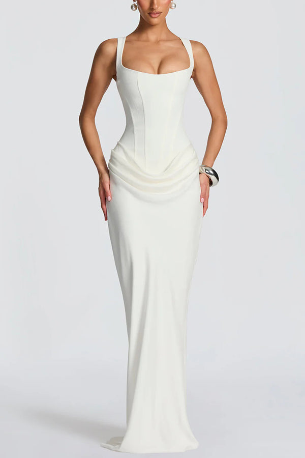 Leonor – Vestido maxi elegante de escote cuadrado