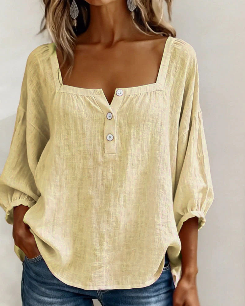 Valentina – Blusa cuello cuadrado manga larga